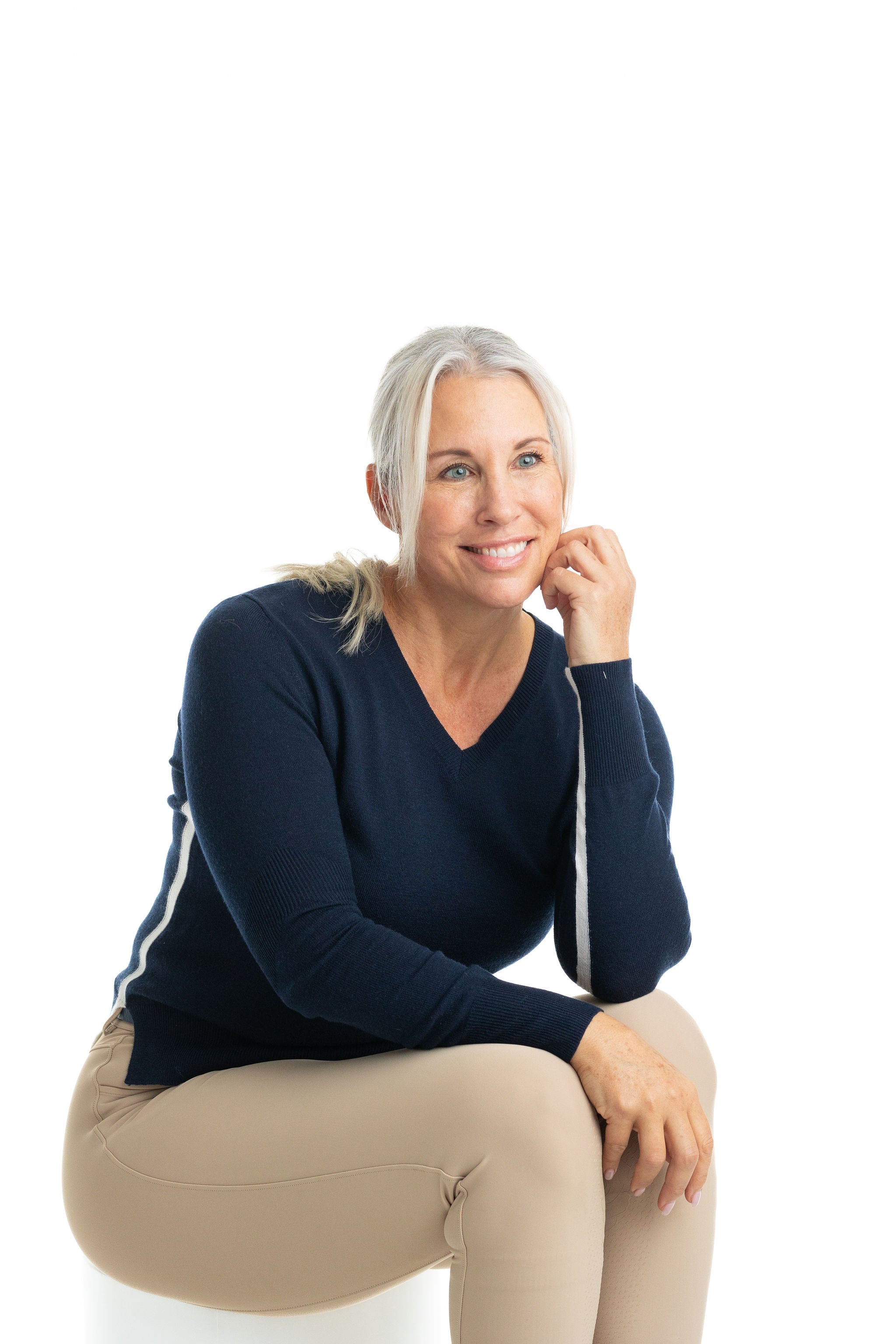 Angelina Stripe V Neck Sweater