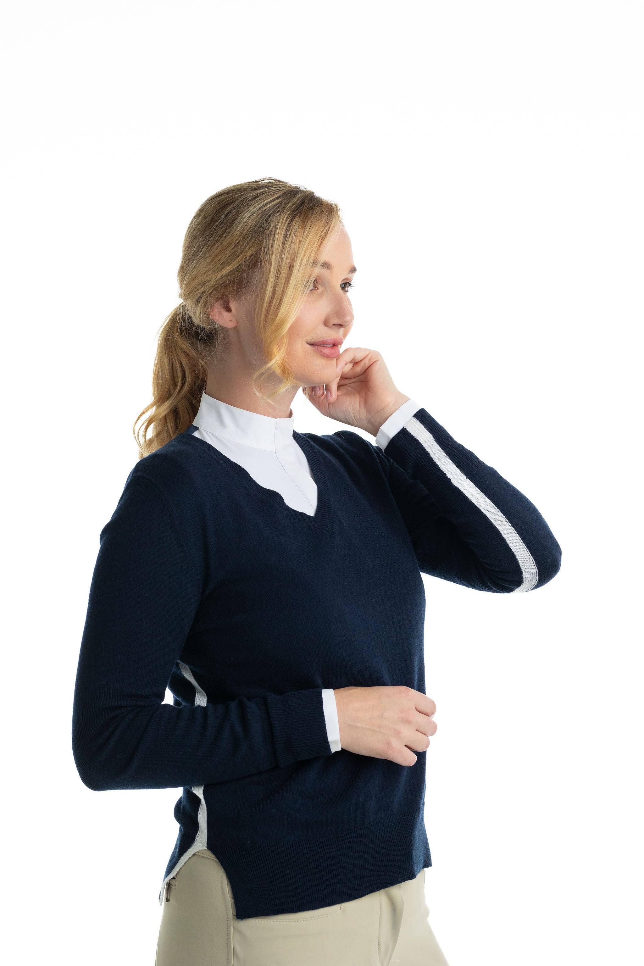 Angelina Stripe V Neck Sweater