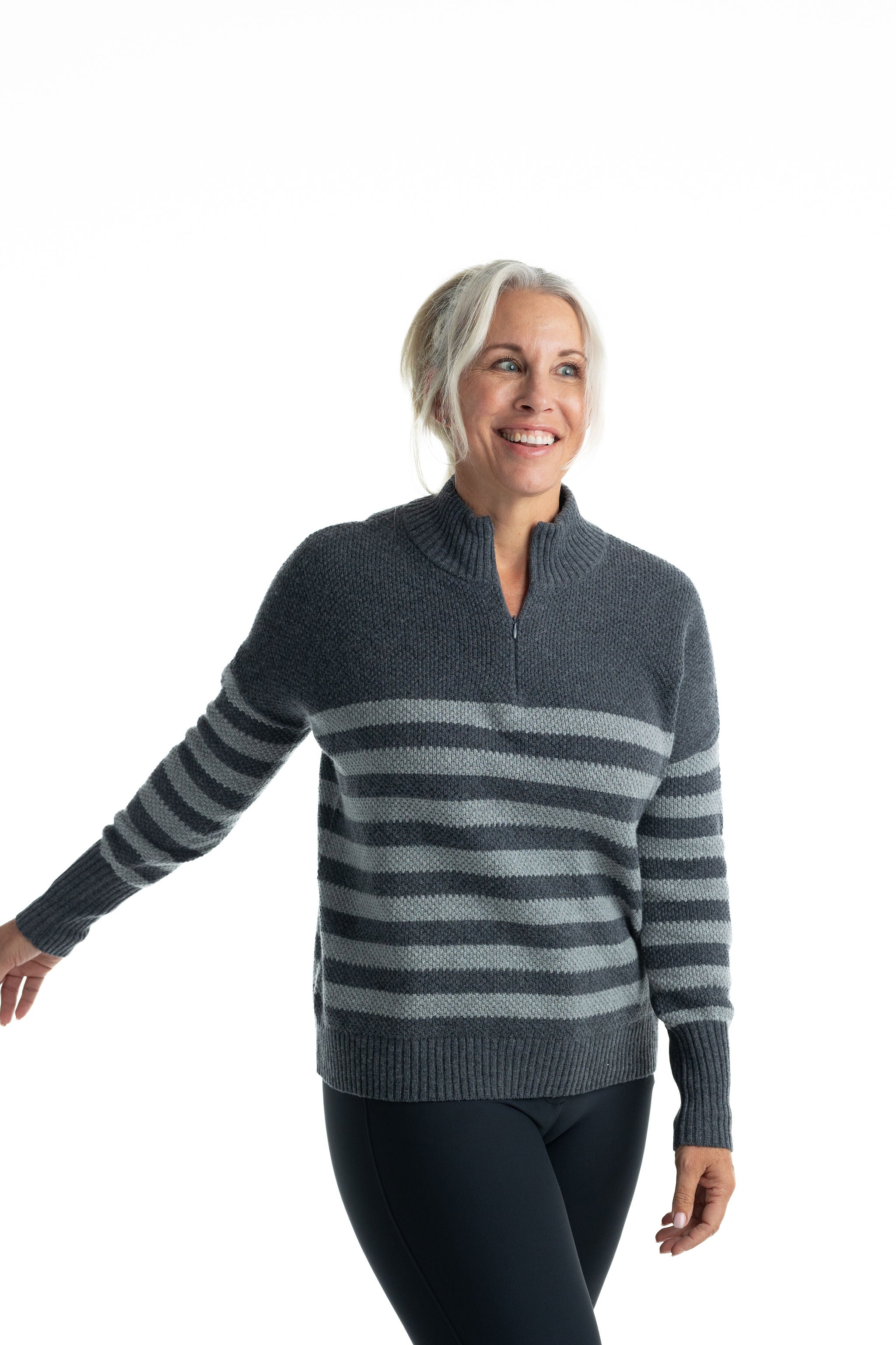 Sassy Boyfriend Stripe 1/4 Zip Sweater