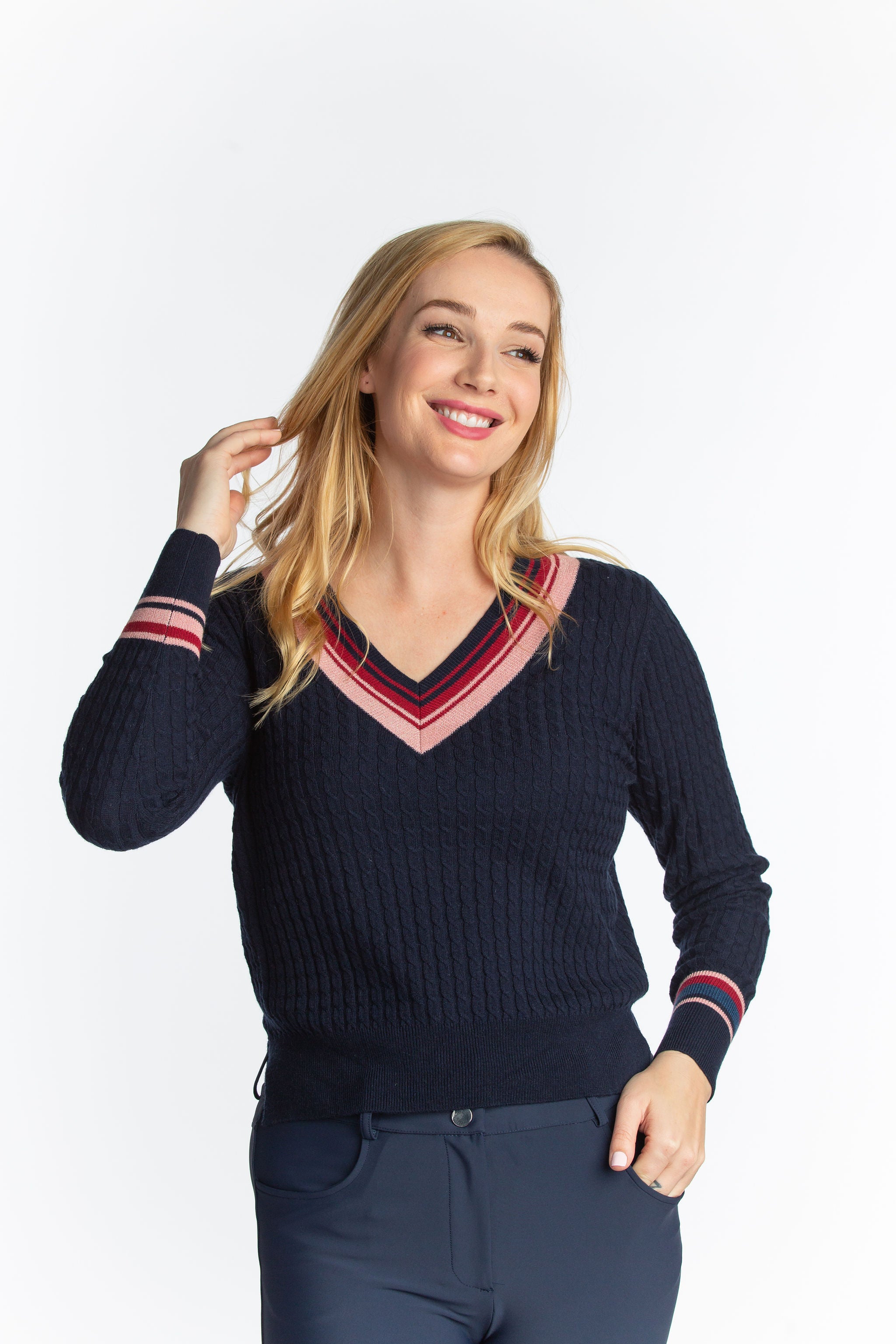 Kayla V Neck Stripe Sweater