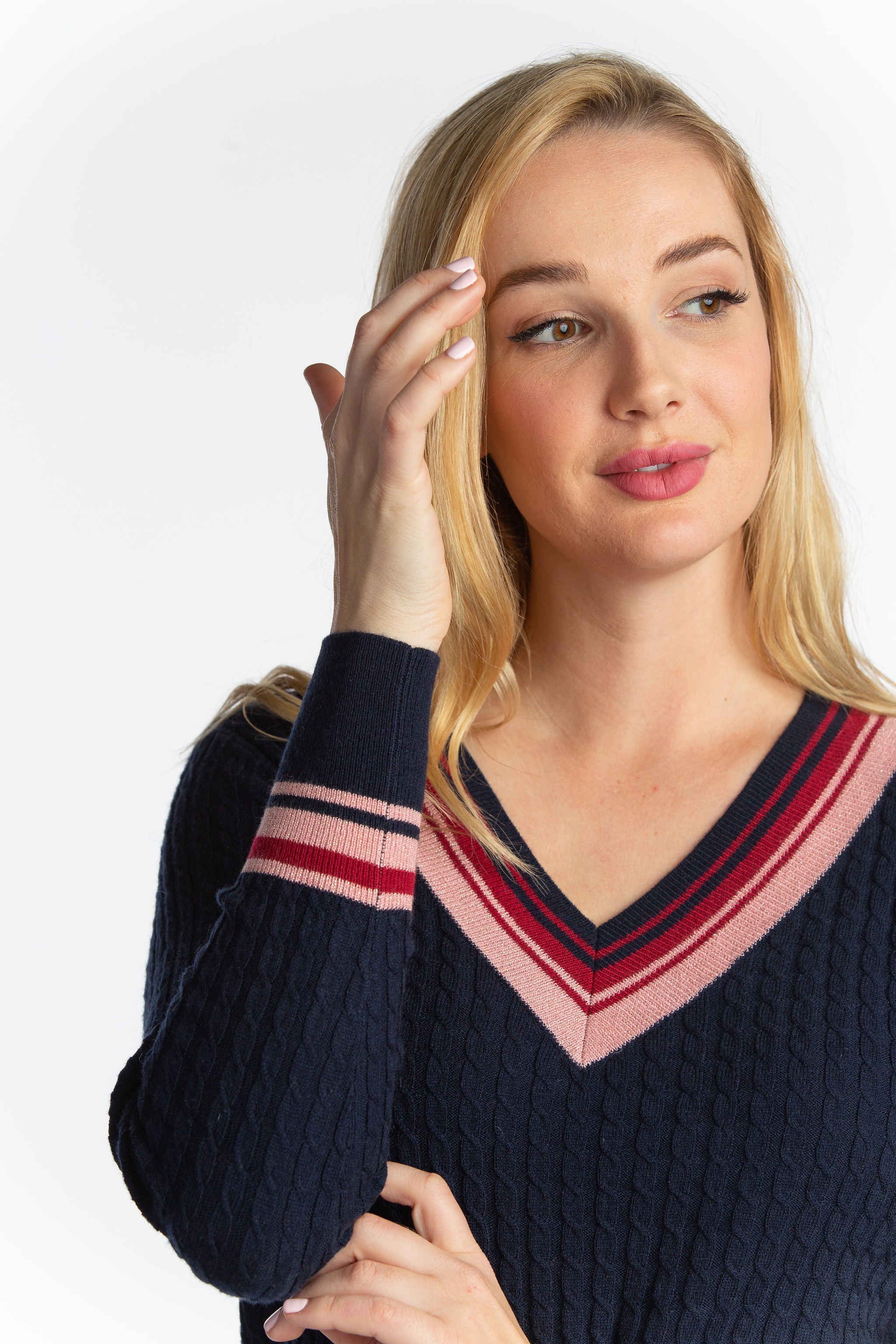 Kayla V Neck Stripe Sweater