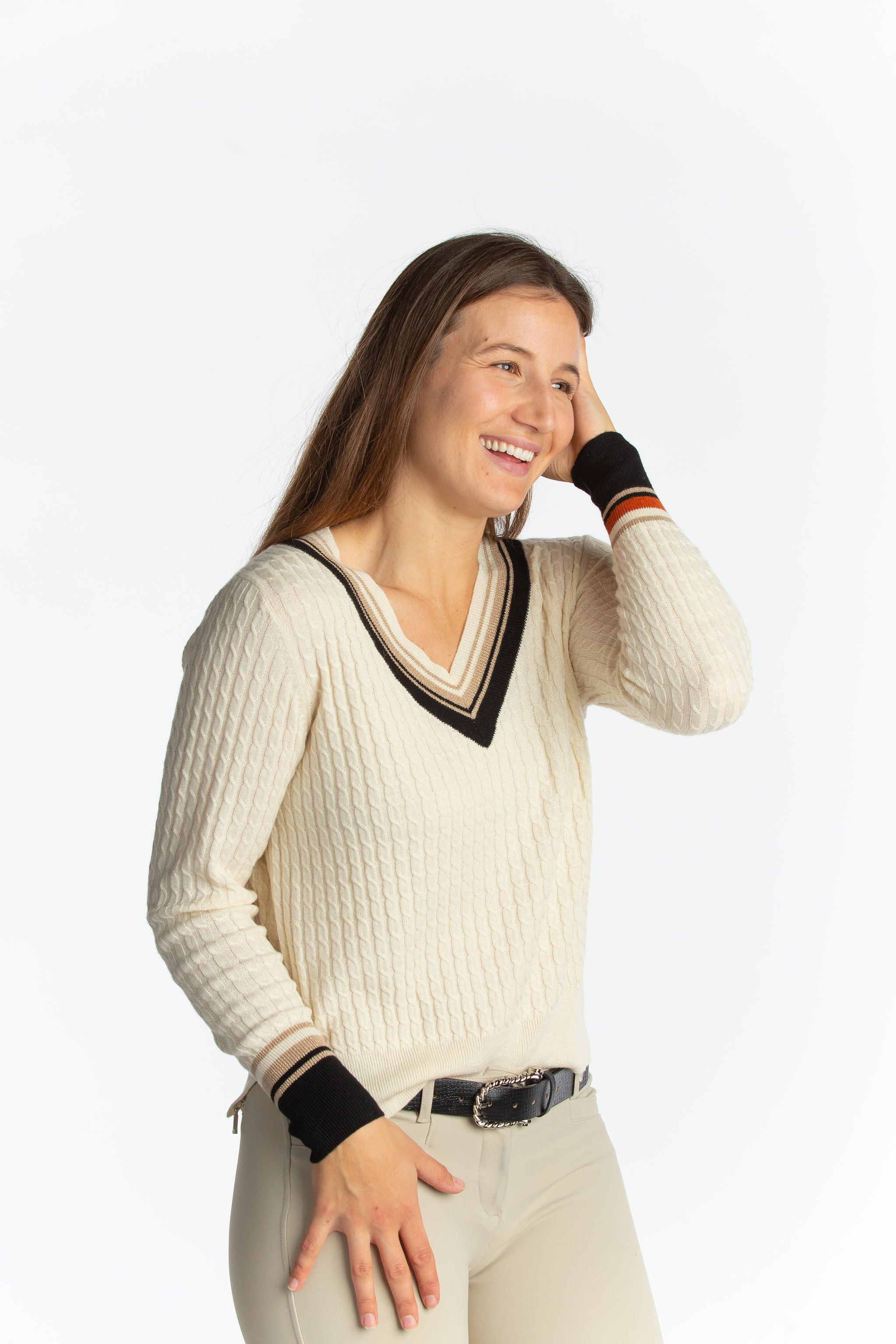 Kayla V Neck Stripe Sweater