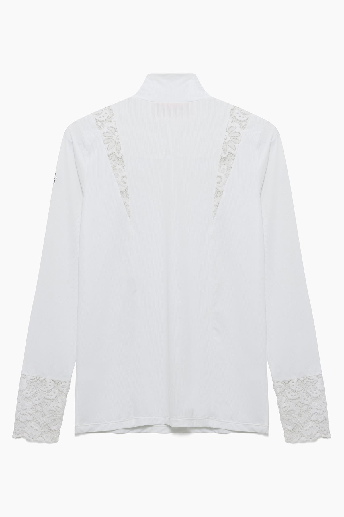 Hannah Childs Farrah Lace turtleneck training top in White with lace insets