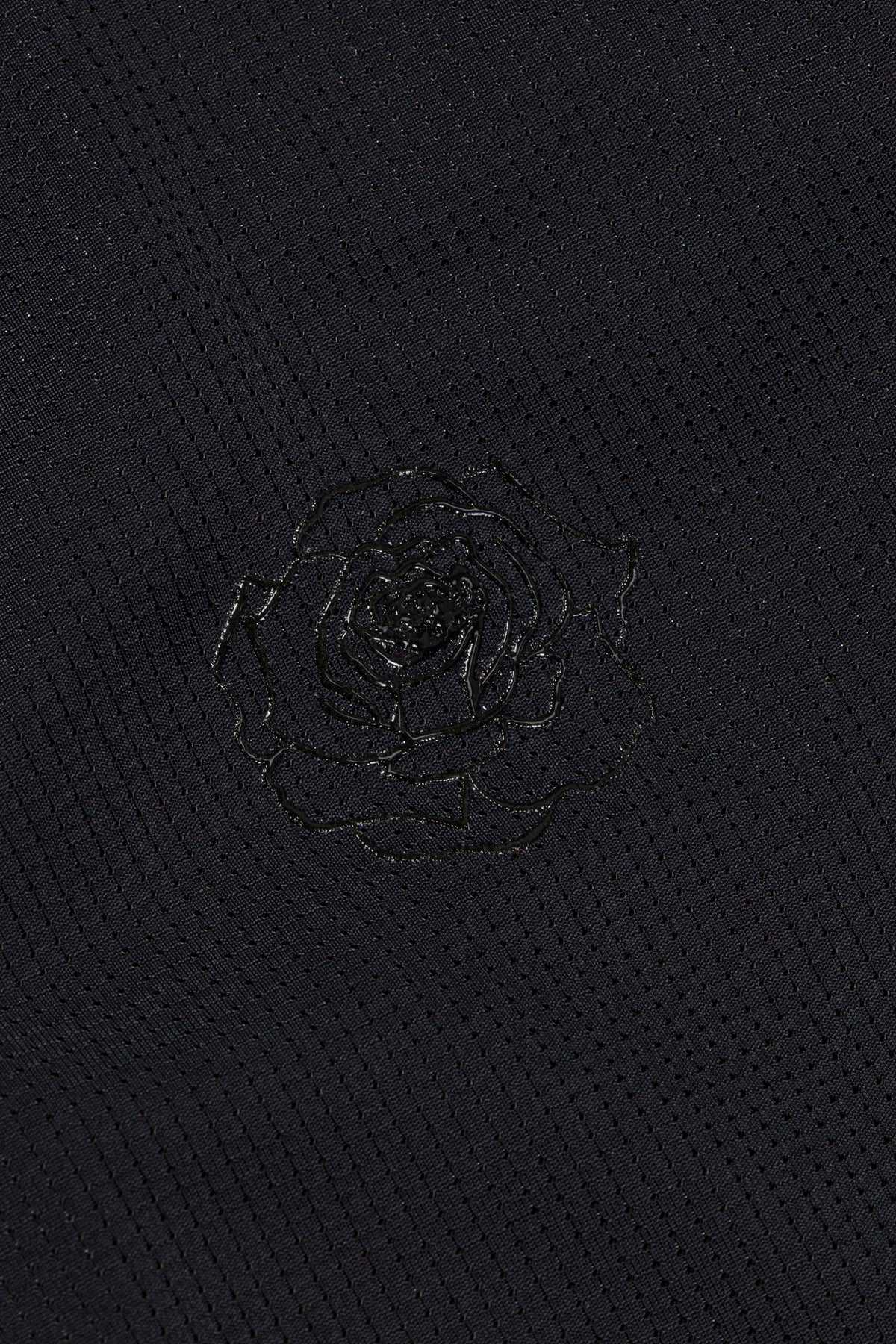 Hannah Childs Farrah Lace turtleneck training top in Pitch Black with lace insets