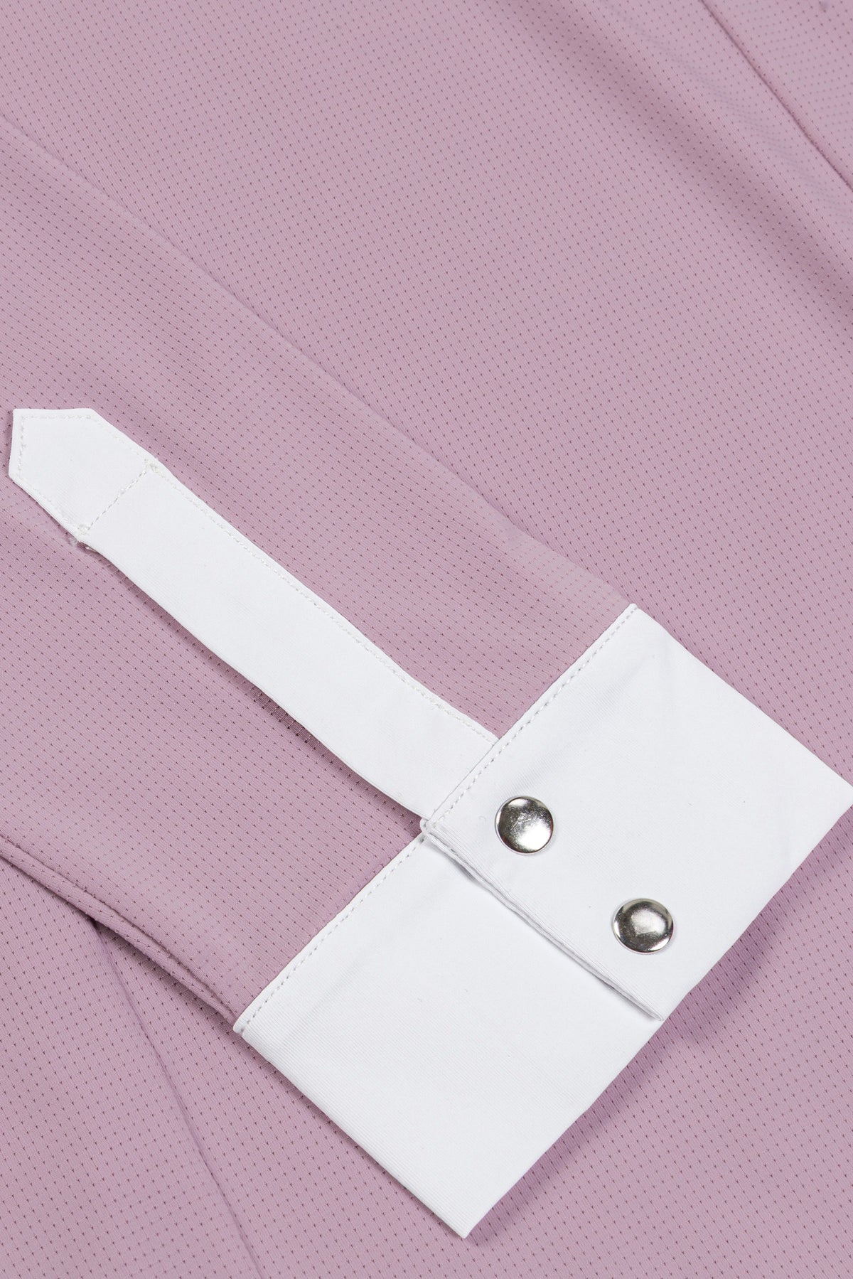 Hannah Childs Luna long sleeve show shirt in Thistle with white bib front