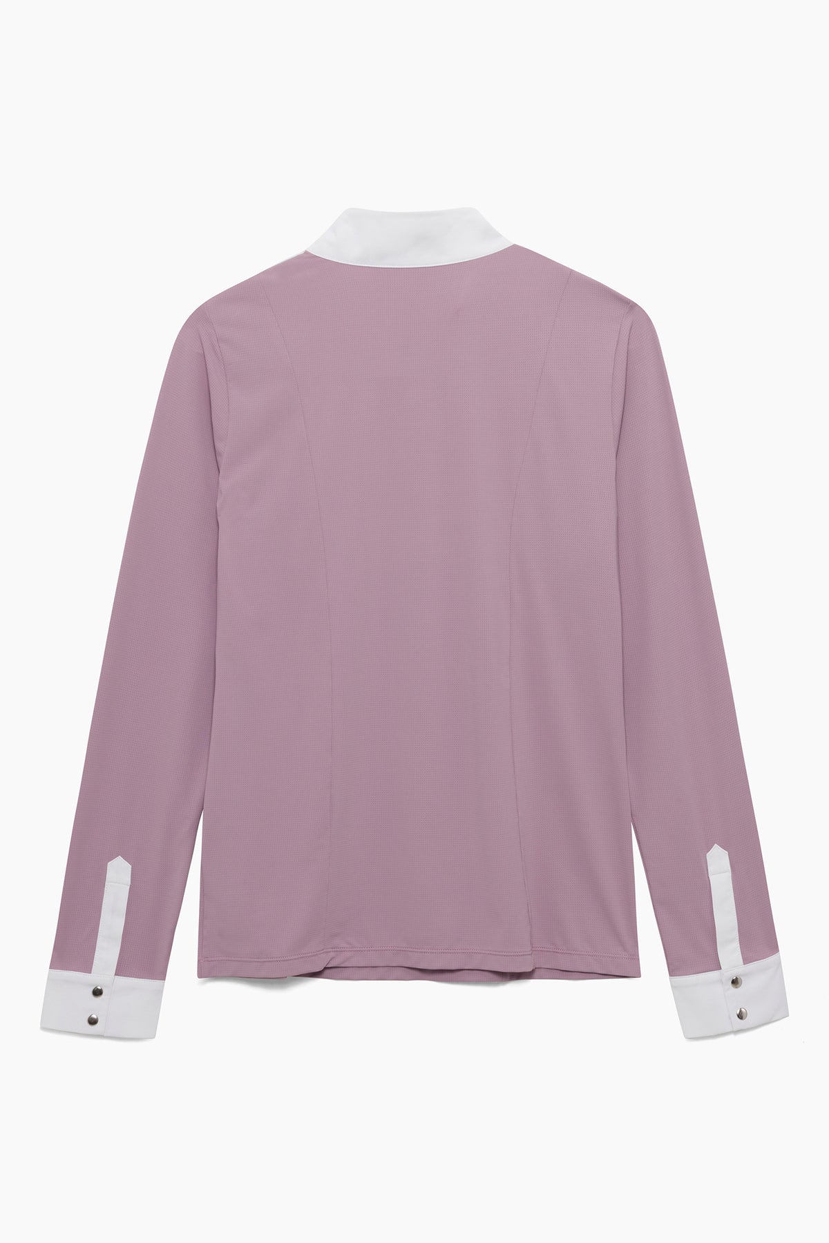 Hannah Childs Luna long sleeve show shirt in Thistle with white bib front