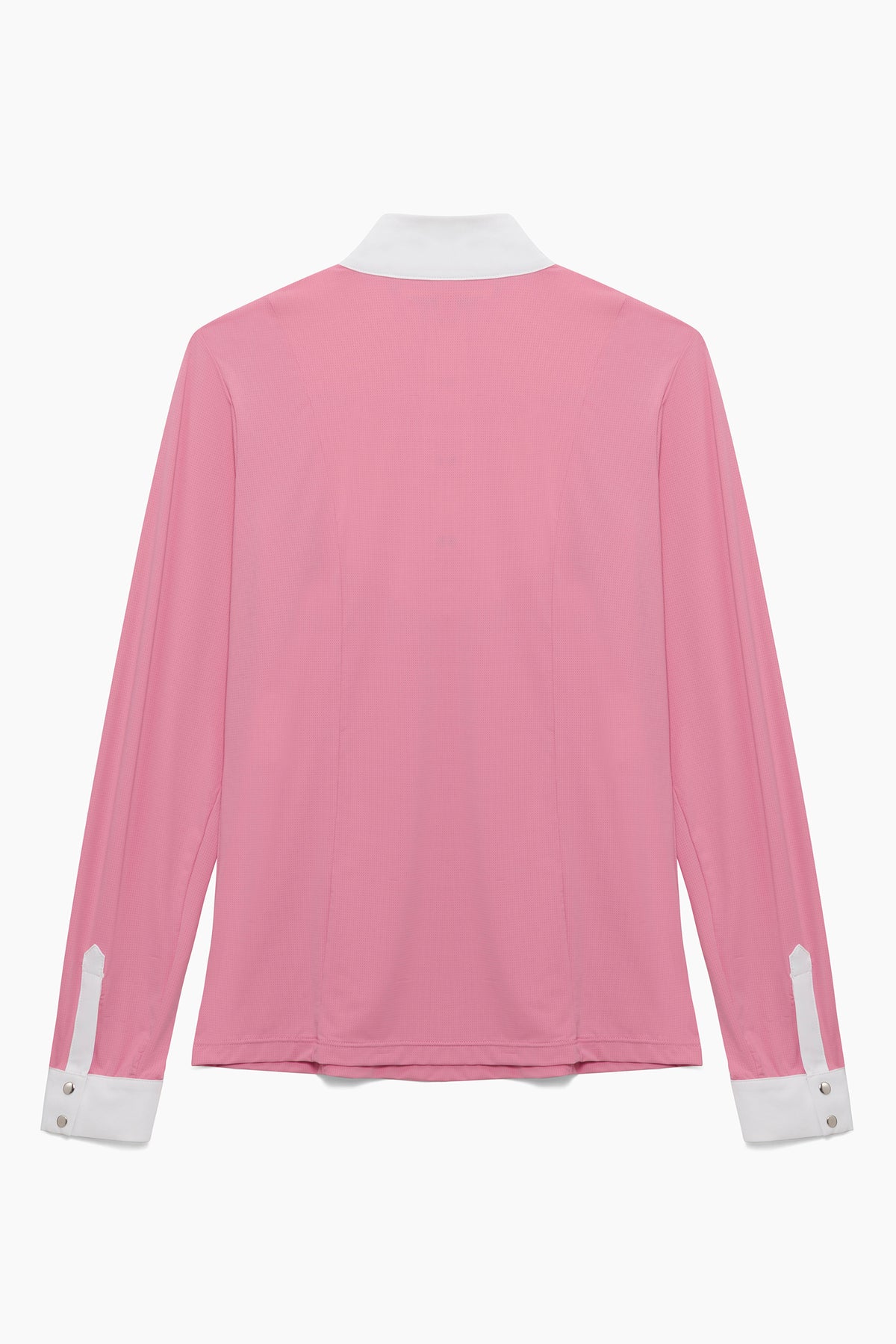 Hannah Childs Luna long sleeve show shirt in Peony with white bib front