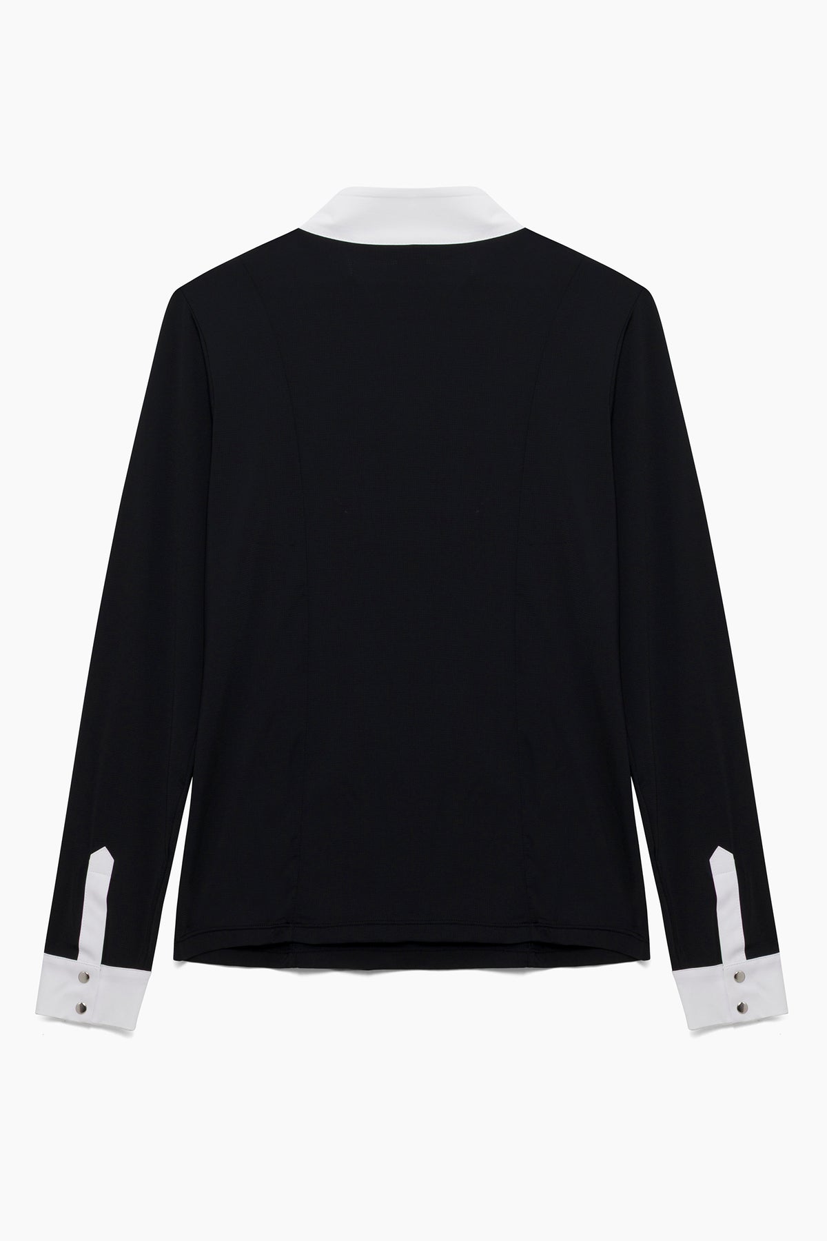 Hannah Childs Luna long sleeve show shirt in Pitch Black with white bib front