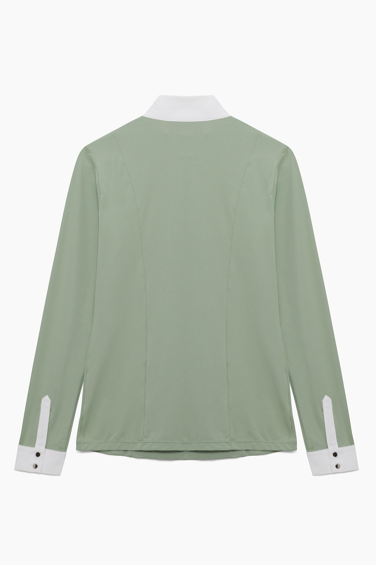 Hannah Childs Luna long sleeve show shirt in Fern with white bib front