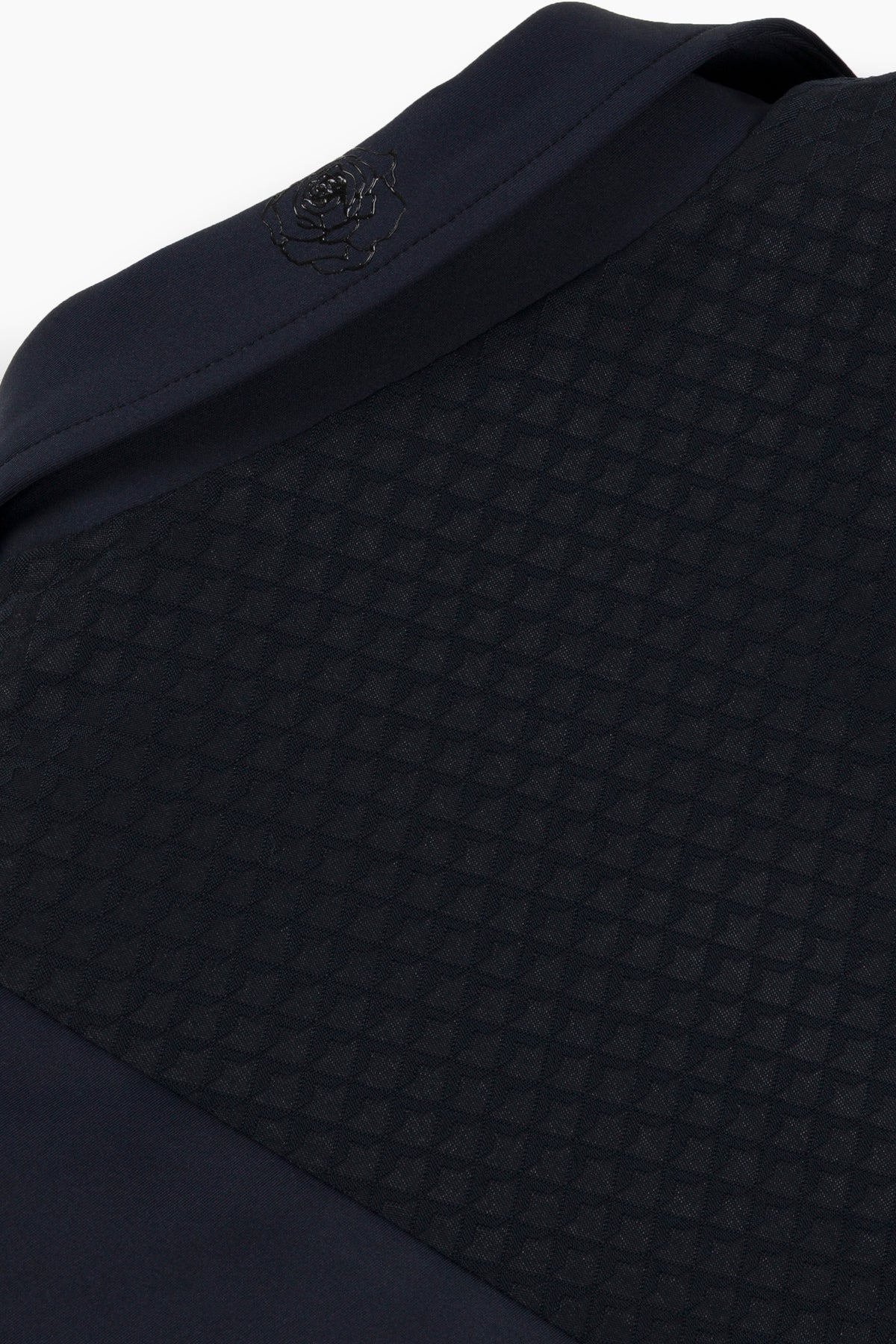 Hannah Childs Classica Mesh show coat in Dark Navy with mesh paneling
