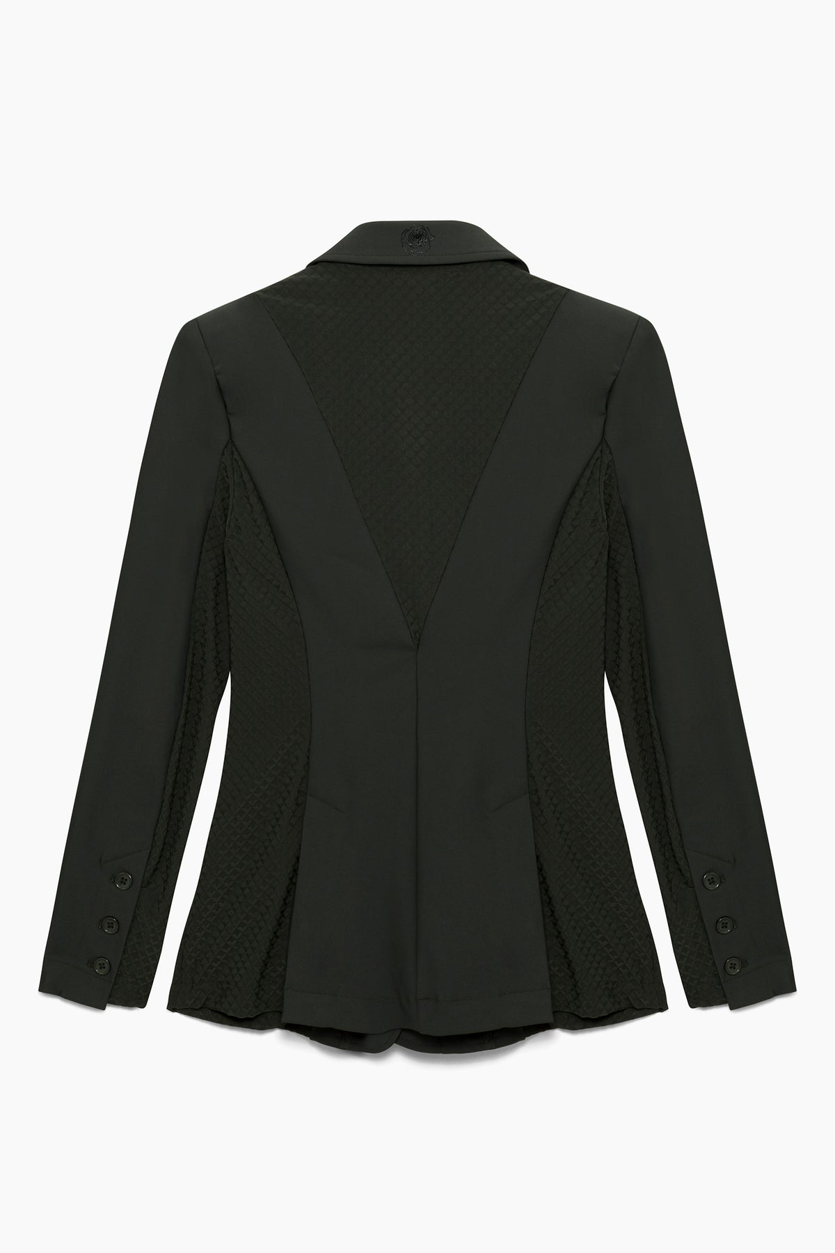 Hannah Childs Classica Mesh show coat in Dark Hunter with mesh paneling