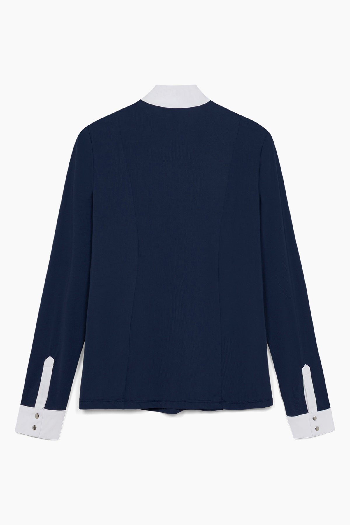 Hannah Childs Luna long sleeve show shirt in Dark Navy with white bib front