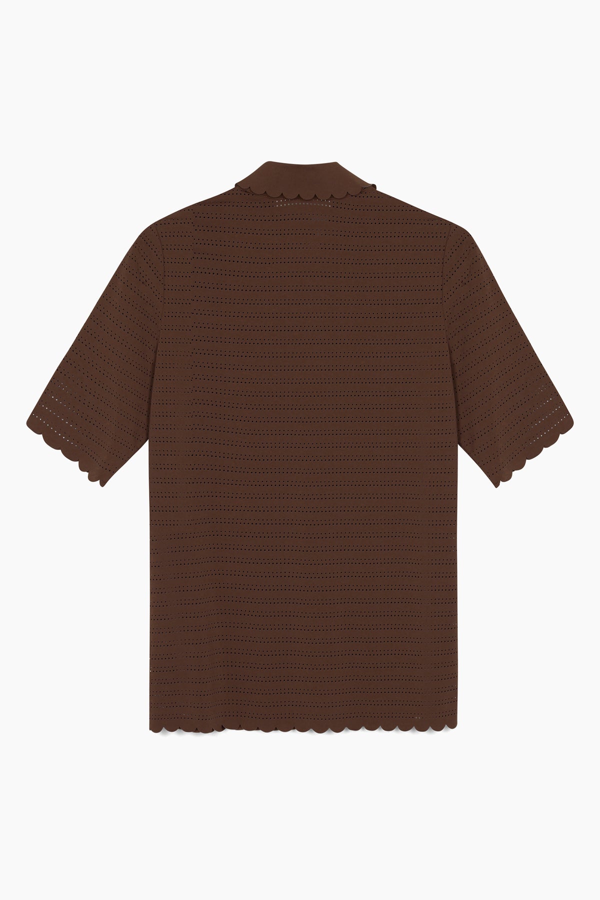 Hannah Childs Jade Air short sleeve polo in Cappuccino with perforated stripes