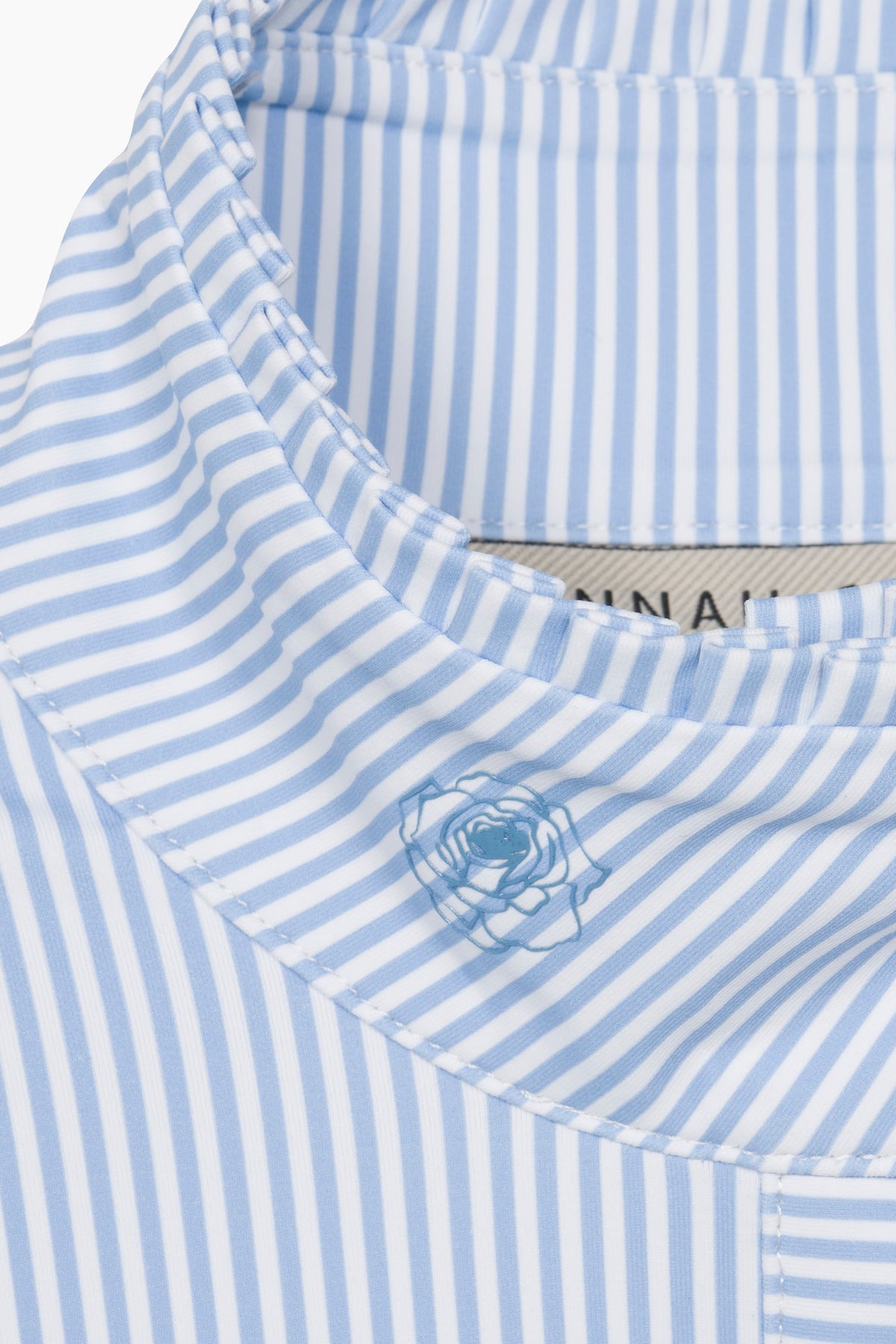 Hannah Childs Shelby 2.0 pinstripe long sleeve show shirt in French Blue Stripe
