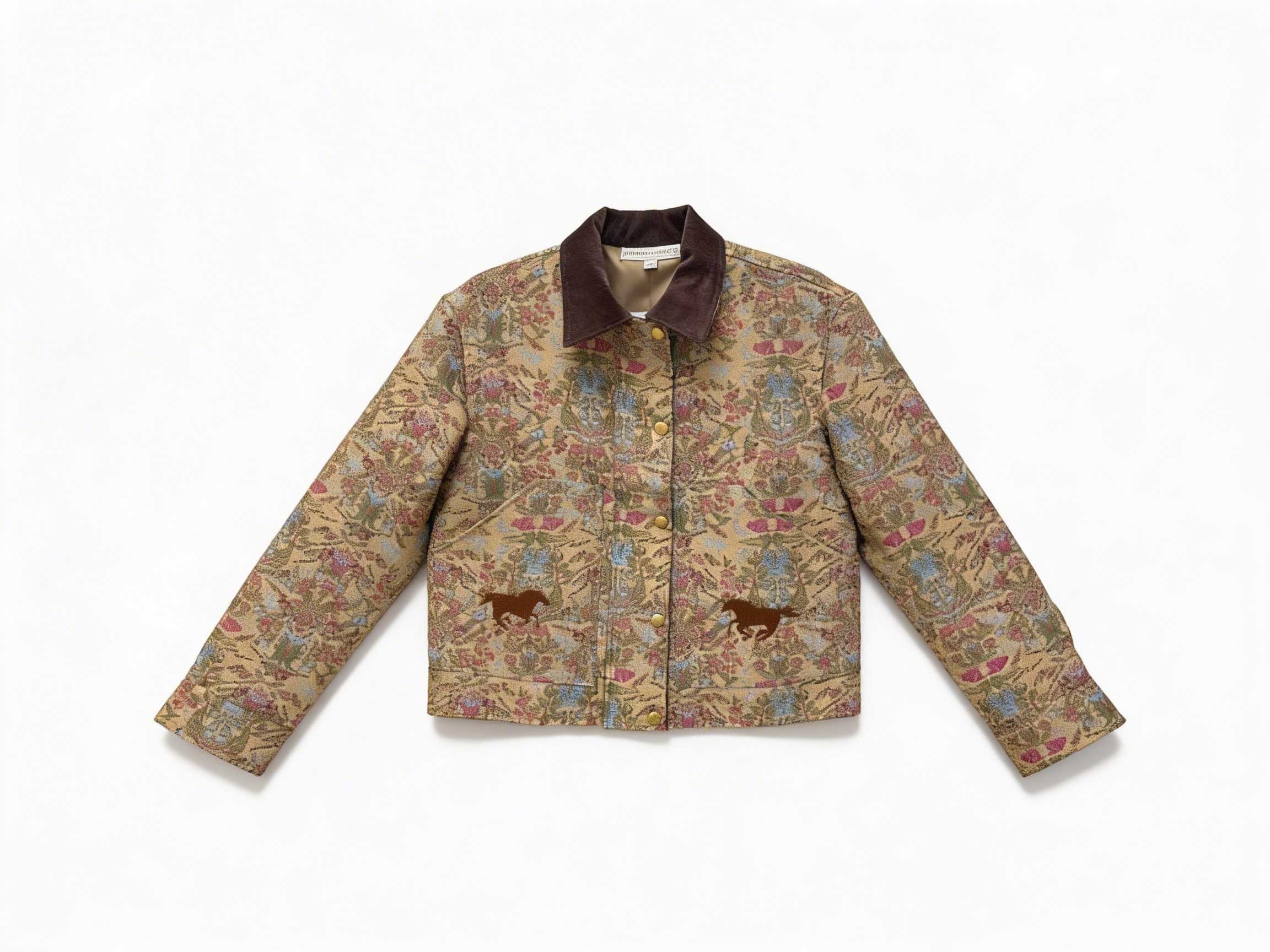 Hannah Childs Maxine barn jacket in Floral Brocade silk jacquard