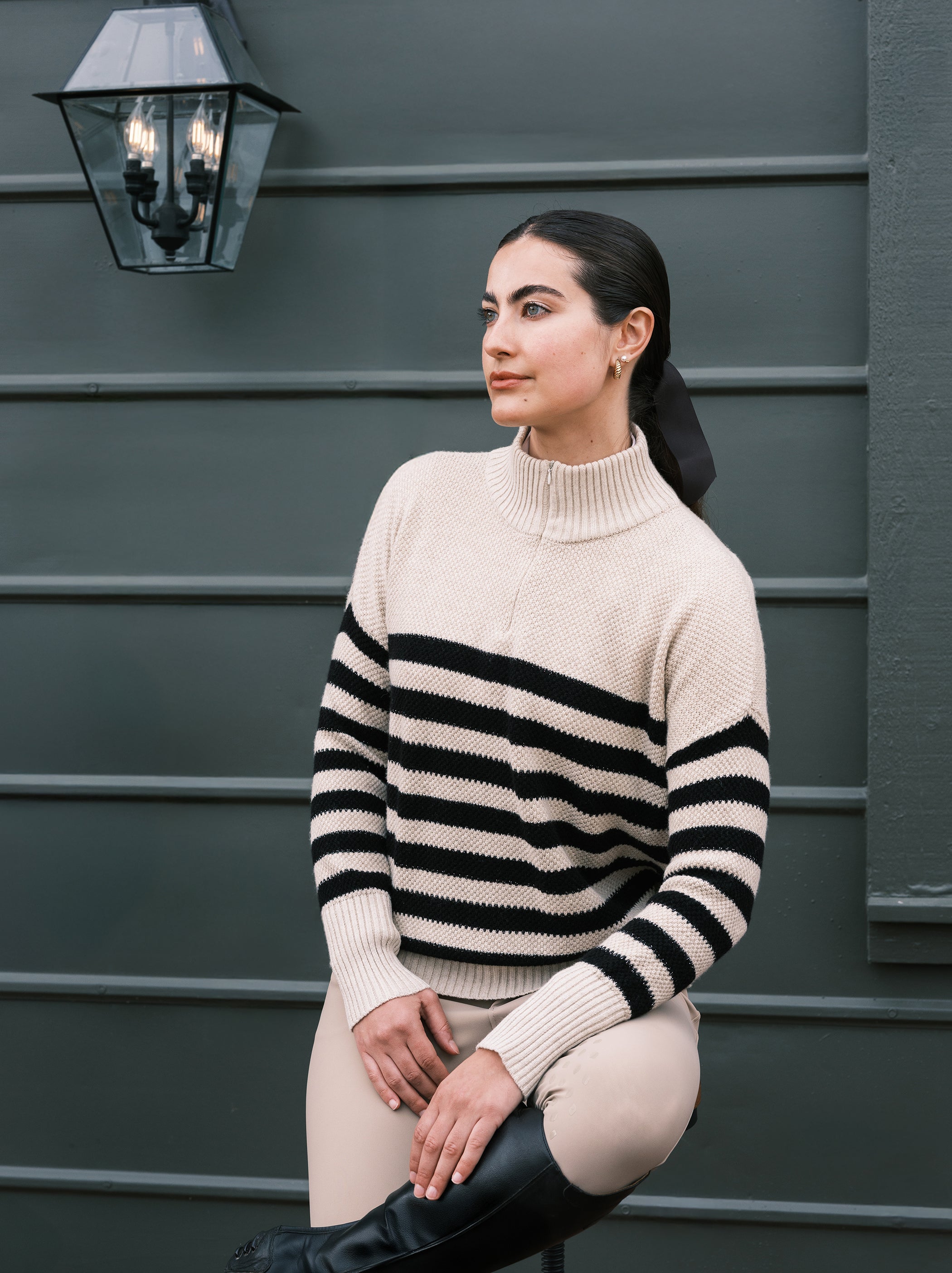 Sassy Boyfriend Stripe 1/4 Zip Sweater