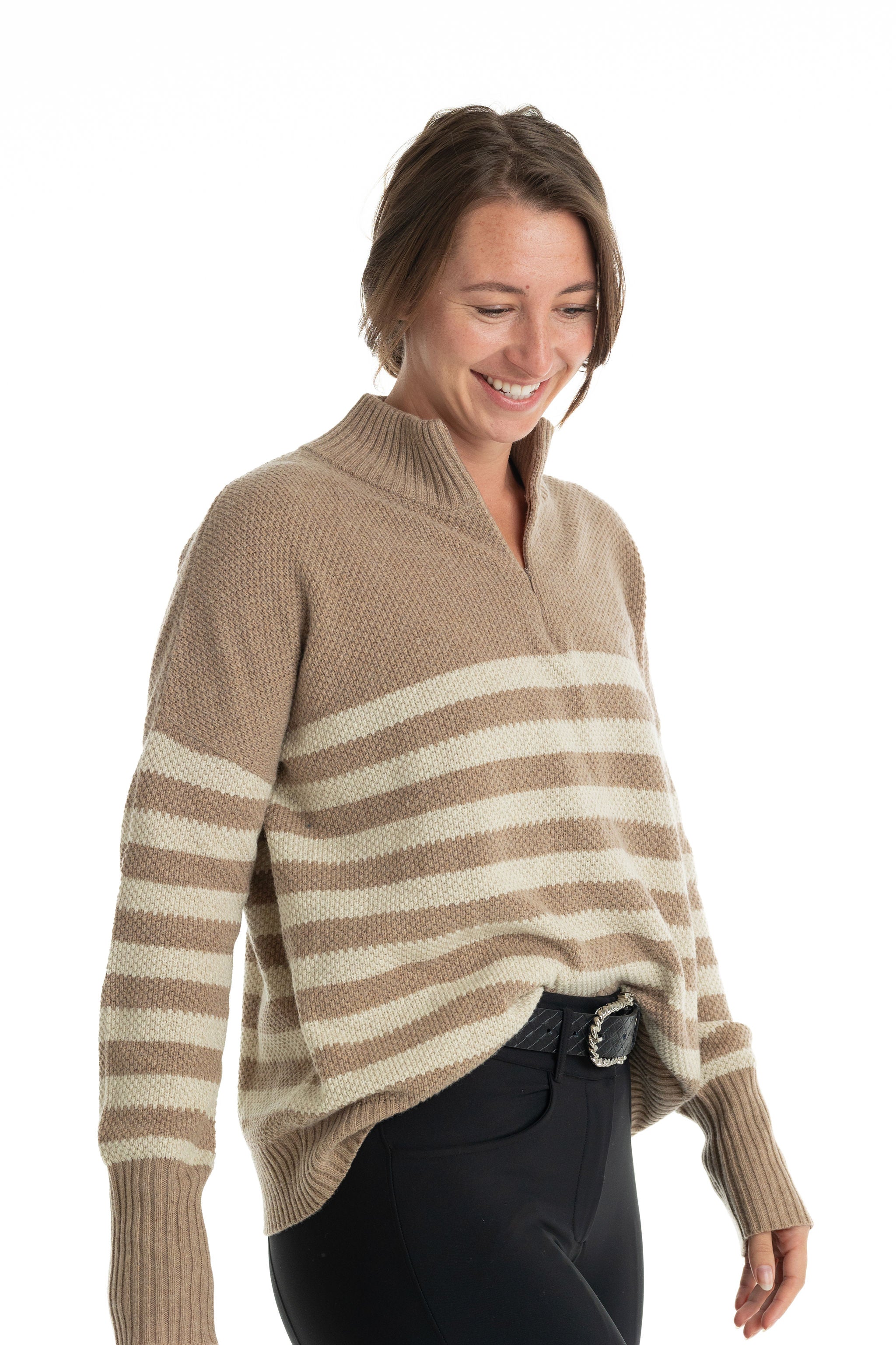 Sassy Boyfriend Stripe 1/4 Zip Sweater