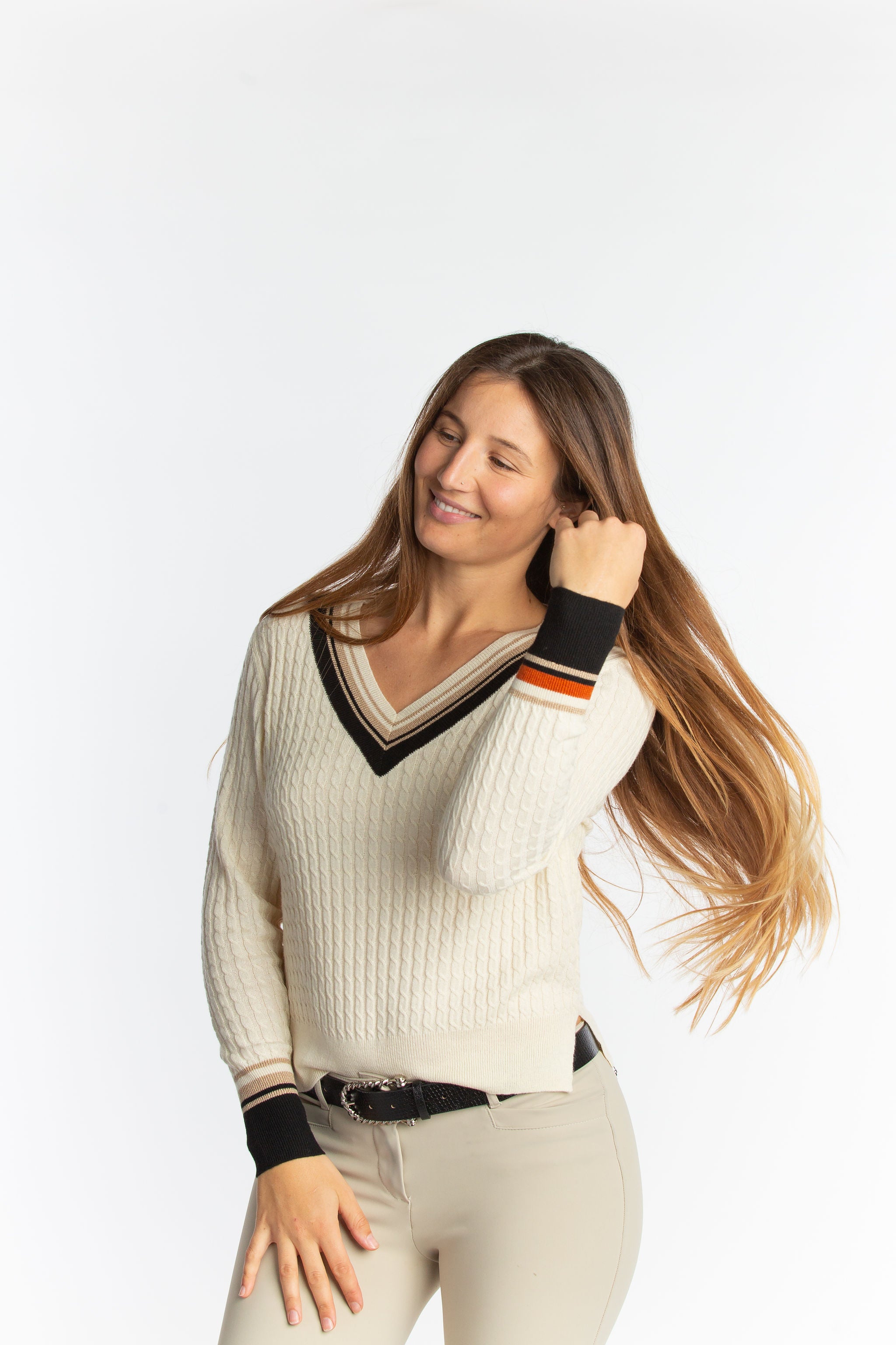 Kayla V Neck Stripe Sweater