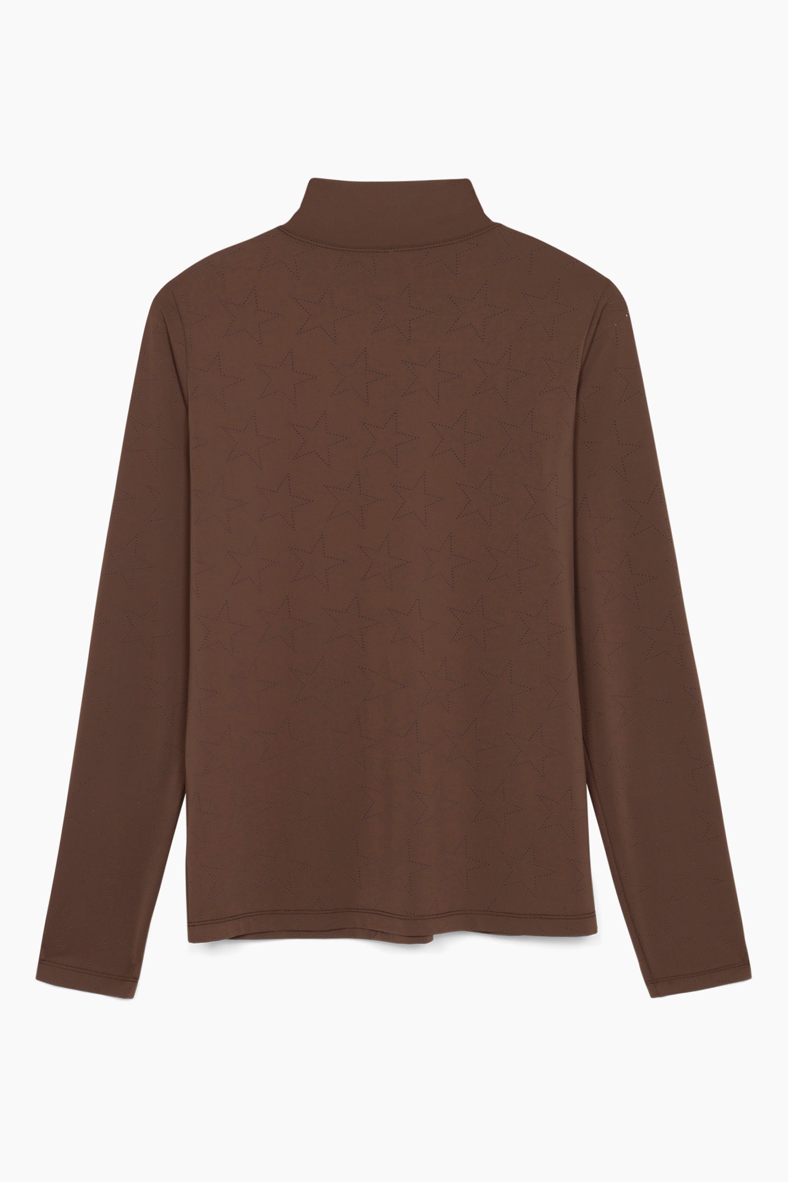 Hannah Childs Farrah Star turtleneck training top in Cappuccino with perforated star pattern