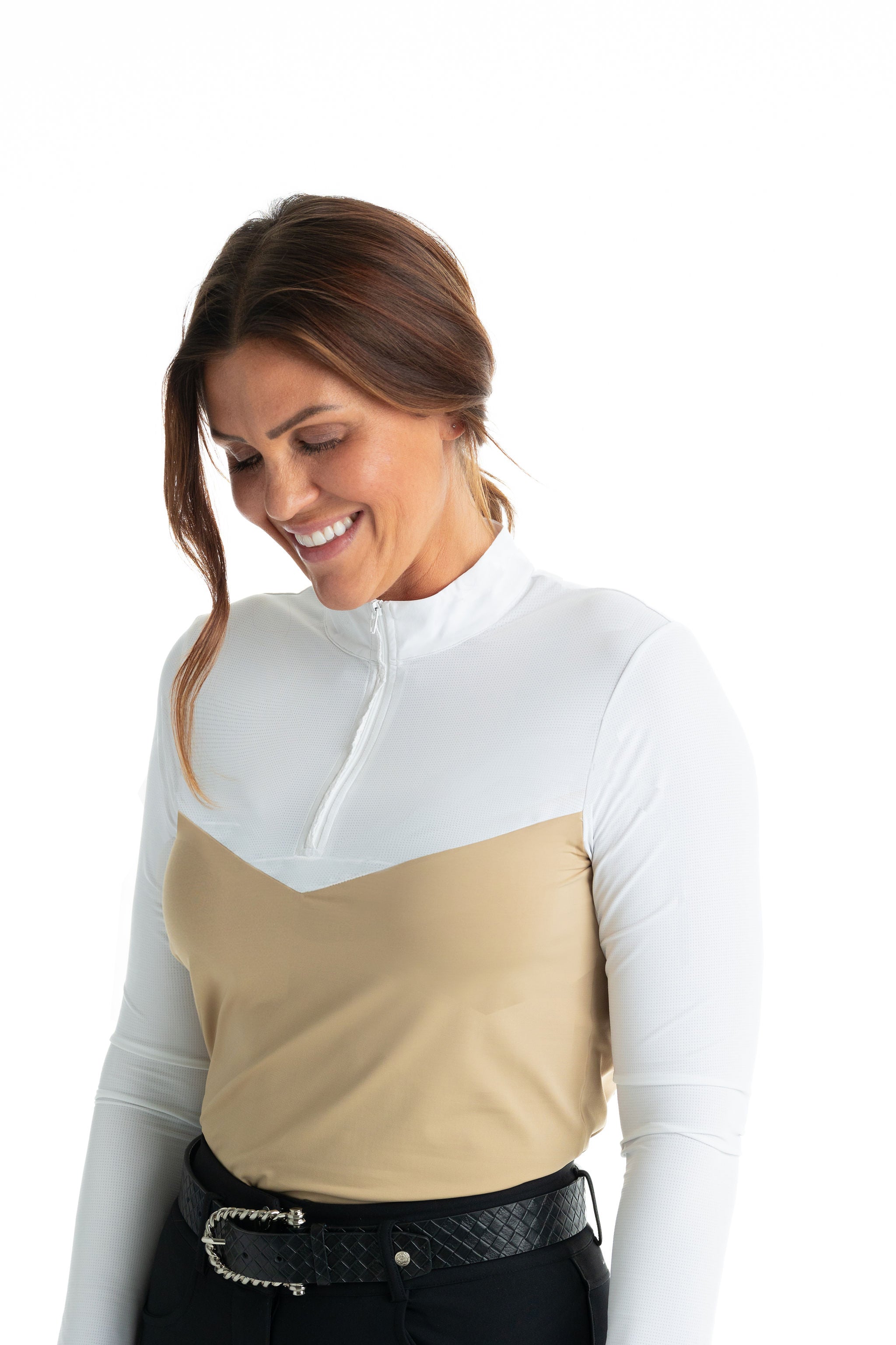 Clarissa Mesh Long Sleeve Zip Top