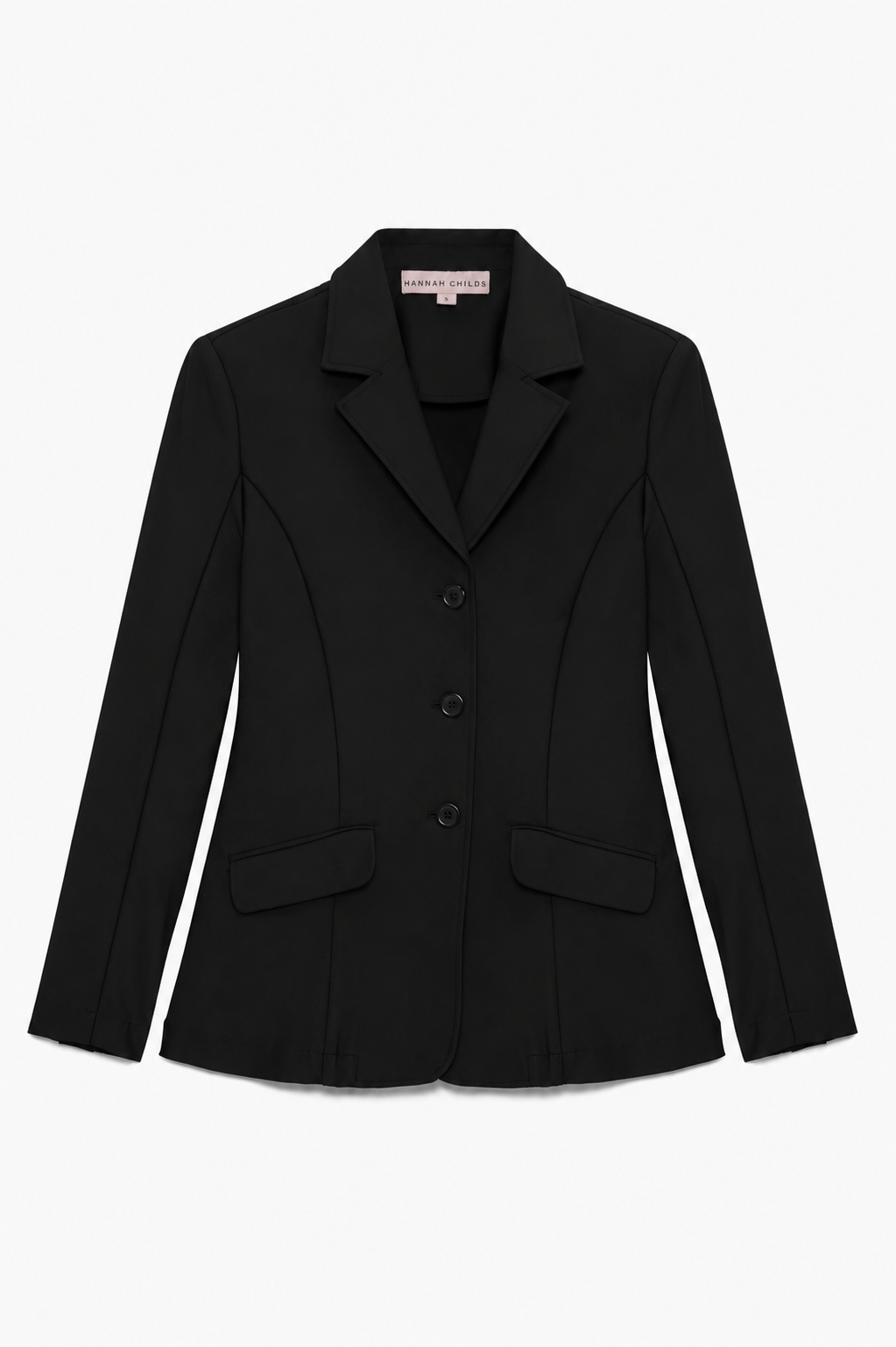 Hannah Childs Classica show coat in Pitch Black, tailored performance fabric