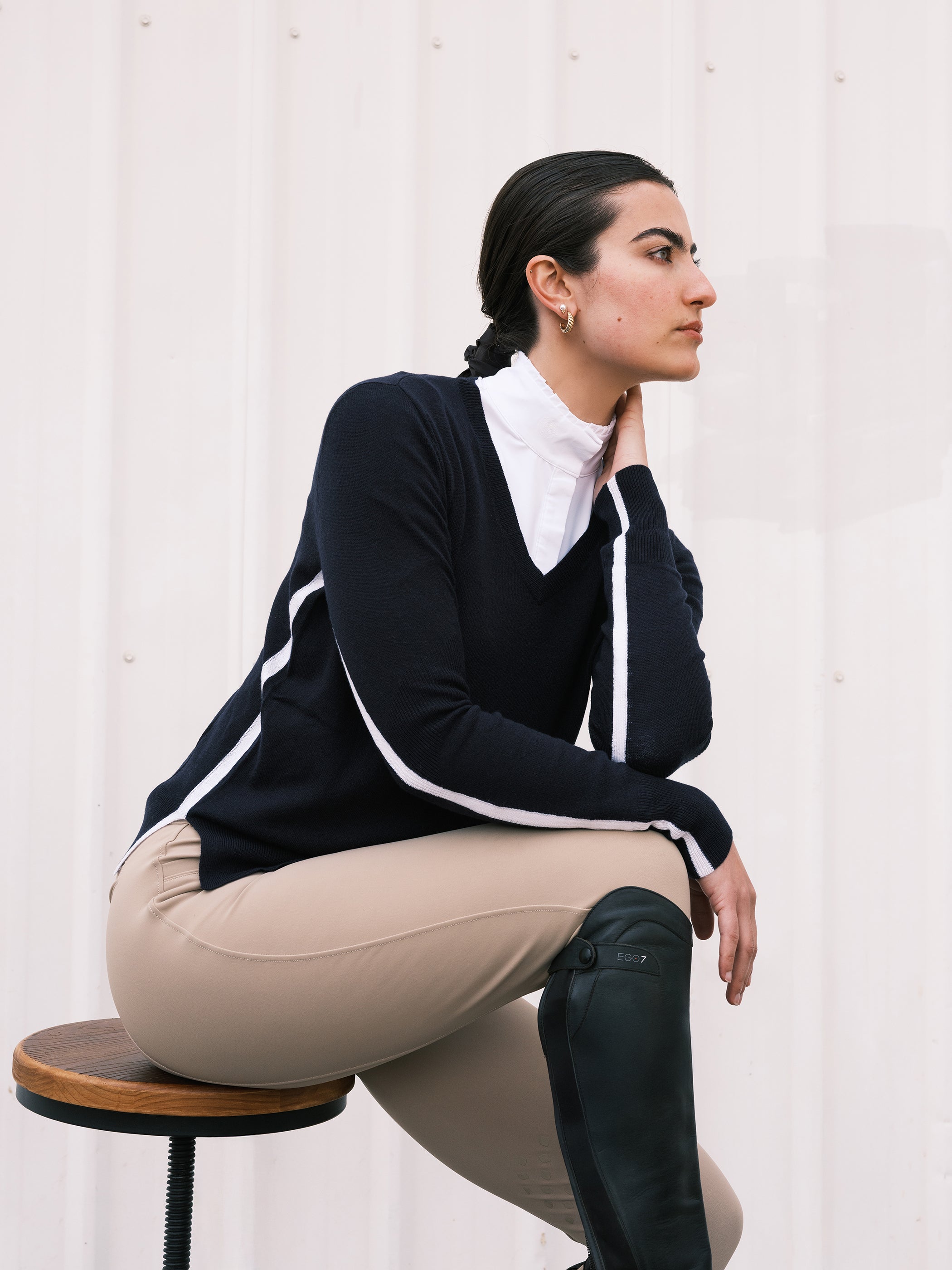 Angelina Stripe V Neck Sweater