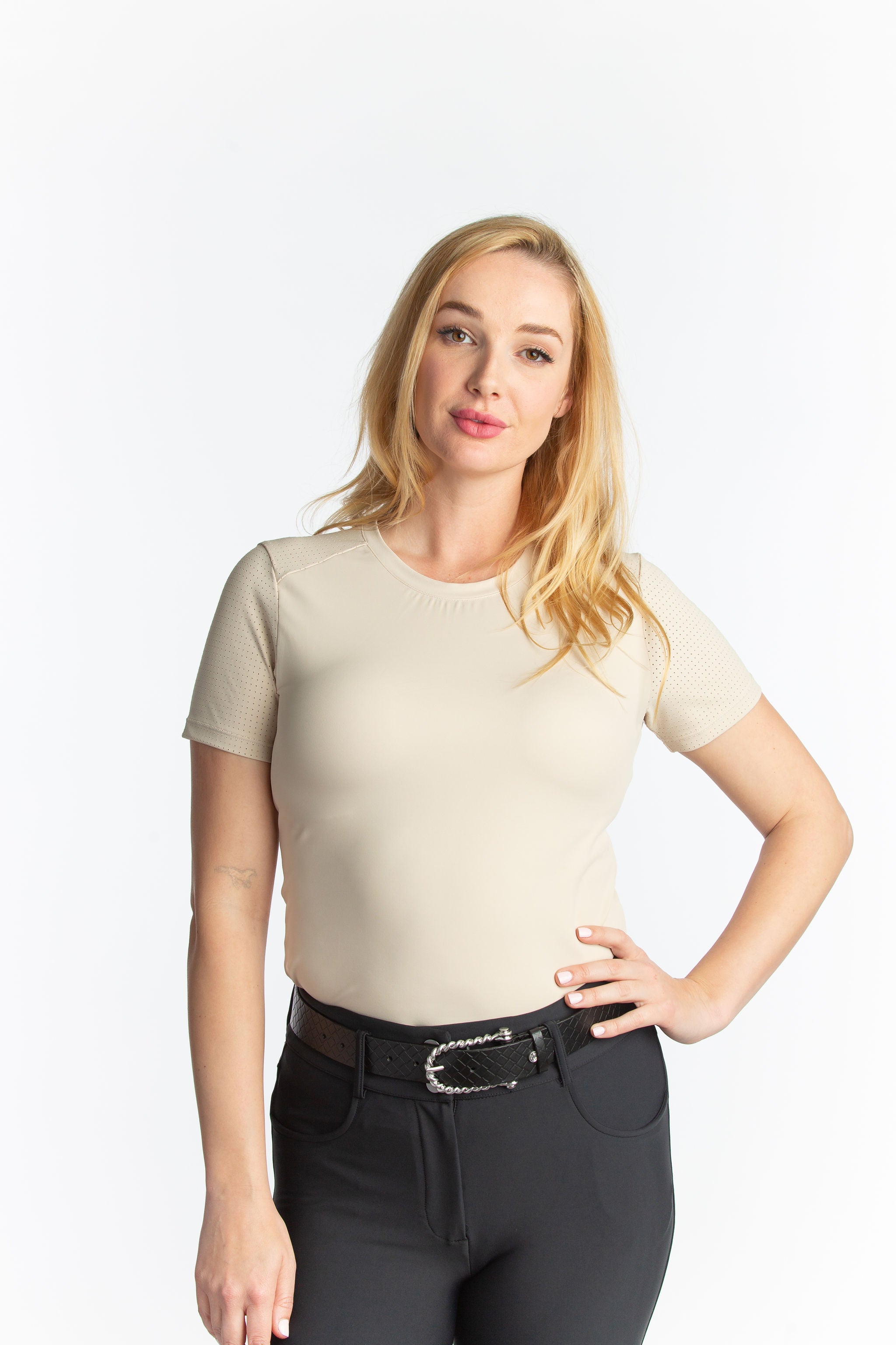 Maddy Perforated Short Sleeve Tech Tee
